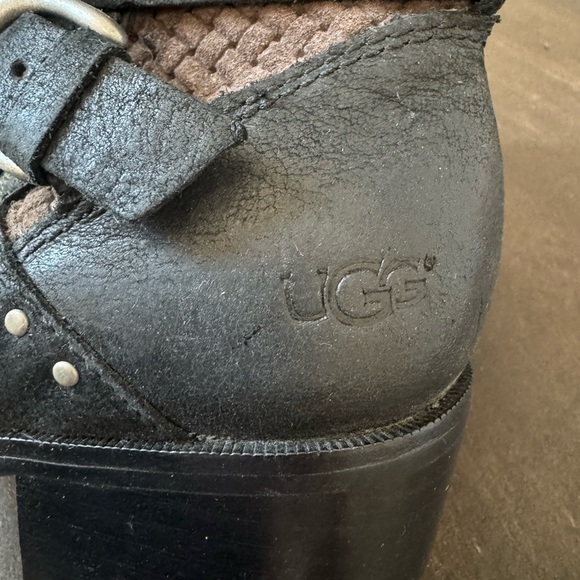 UGG Lula Mae Black Nubuck Leather Heeled Buckle Boots – Size 7 - EUC - Picture 2 of 7